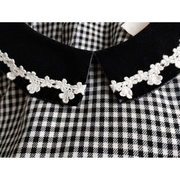 Rare Editions Girls Size 6 Black and White Gingham Dress with Lace Collar - Picture 6 of 6